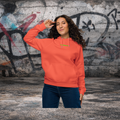 Burnt Orange Bio-Raglan-Hoodie Colorz - Vorderansicht mit Logo
