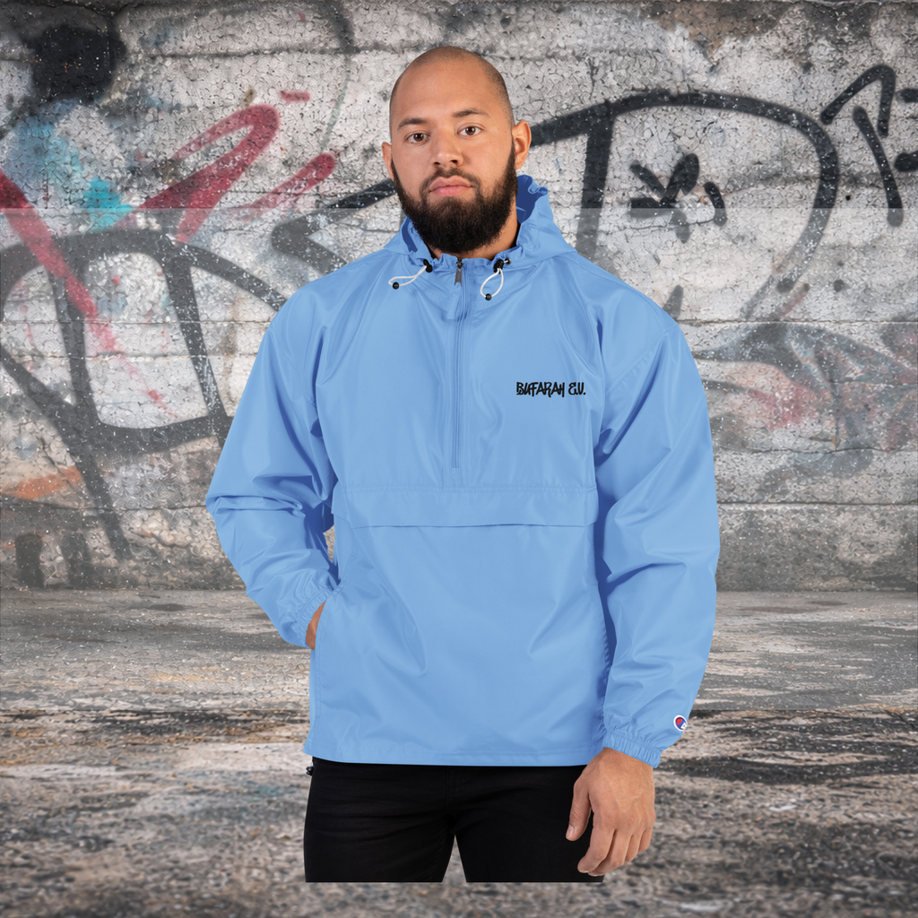 Hellblaue bestickte Champion-Jacke Colorz - Vorderansicht