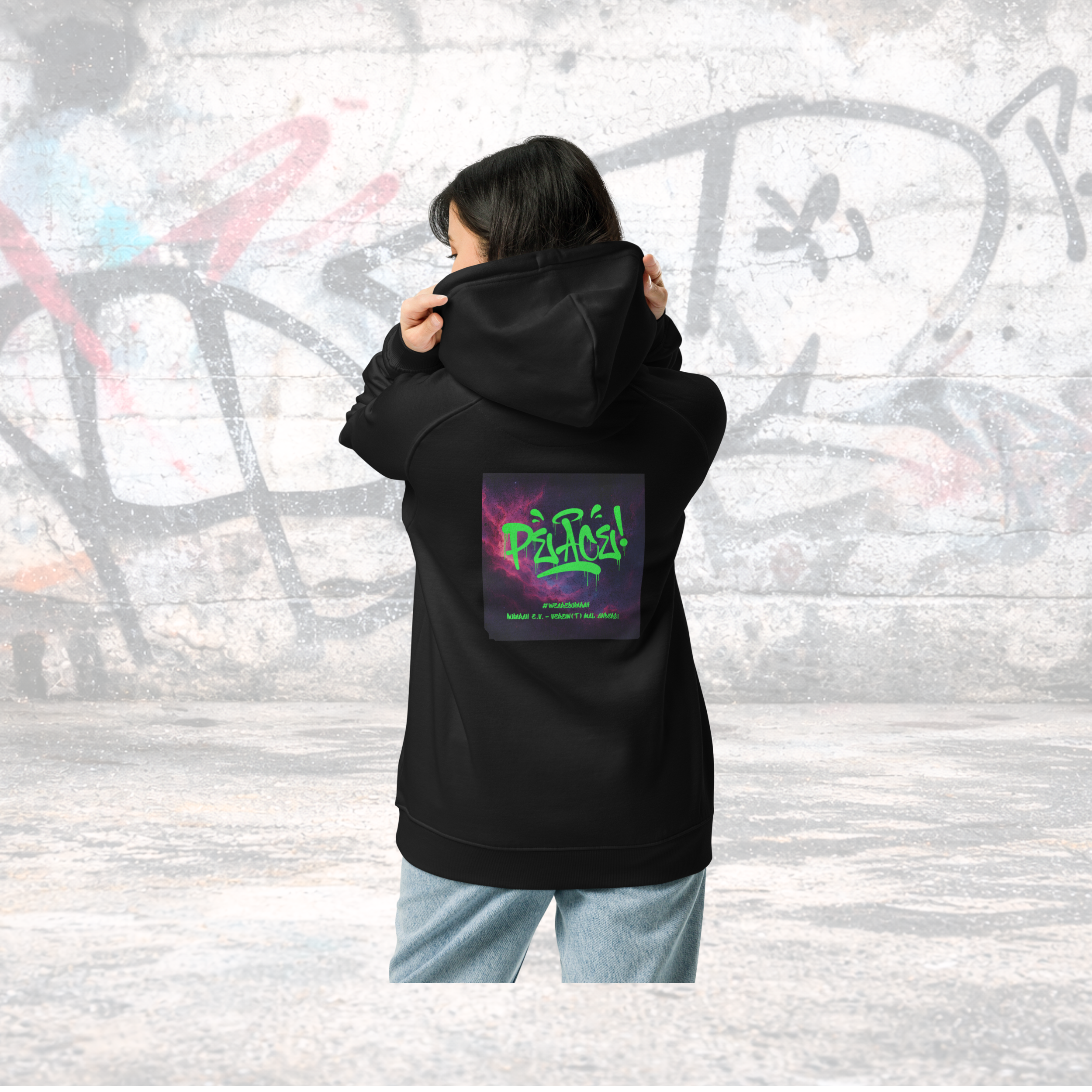 Schwarzer Bio-Raglan-Hoodie Streetz - Seitenansicht
