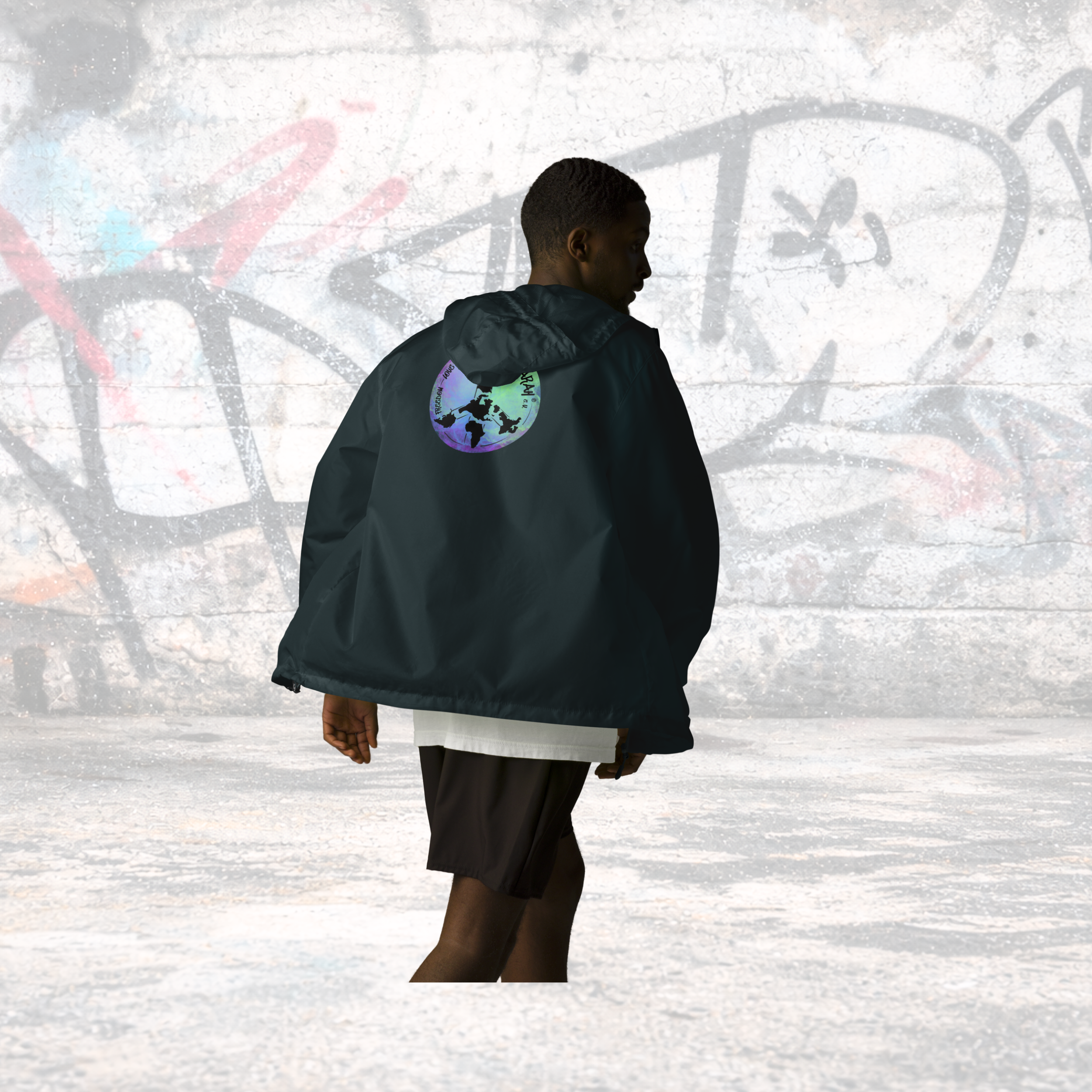 Schwarzer Windbreaker Essentialz - Seitenansicht
