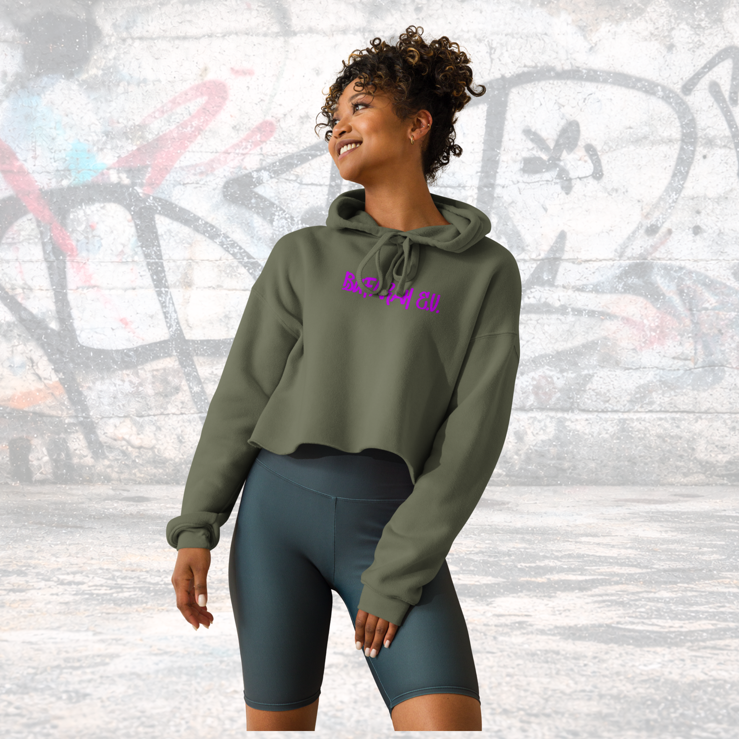 Military Green Crop-Hoodie Streetz - Vorderansicht