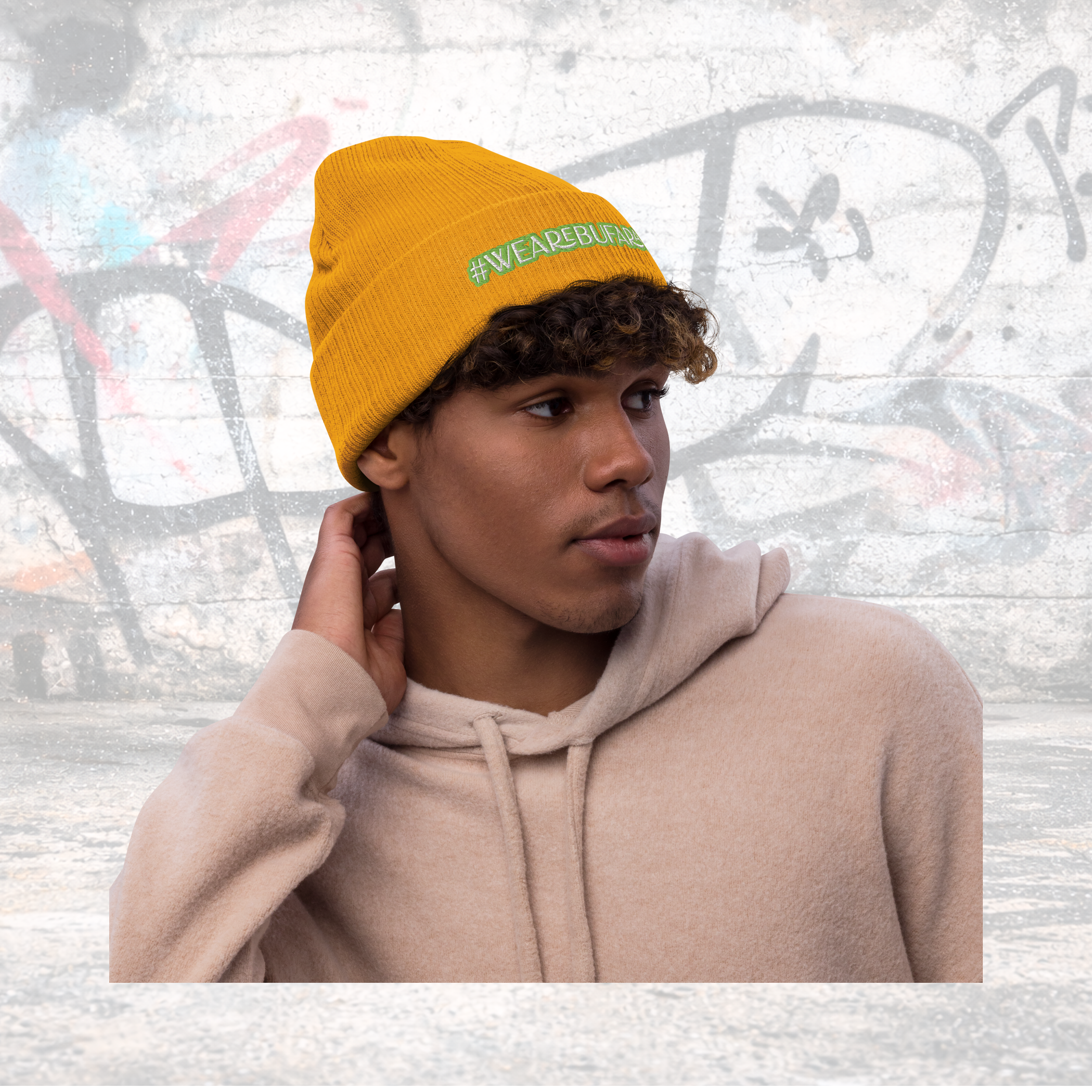 Gerippte Strickmütze Colorz - Detailansicht Logo
