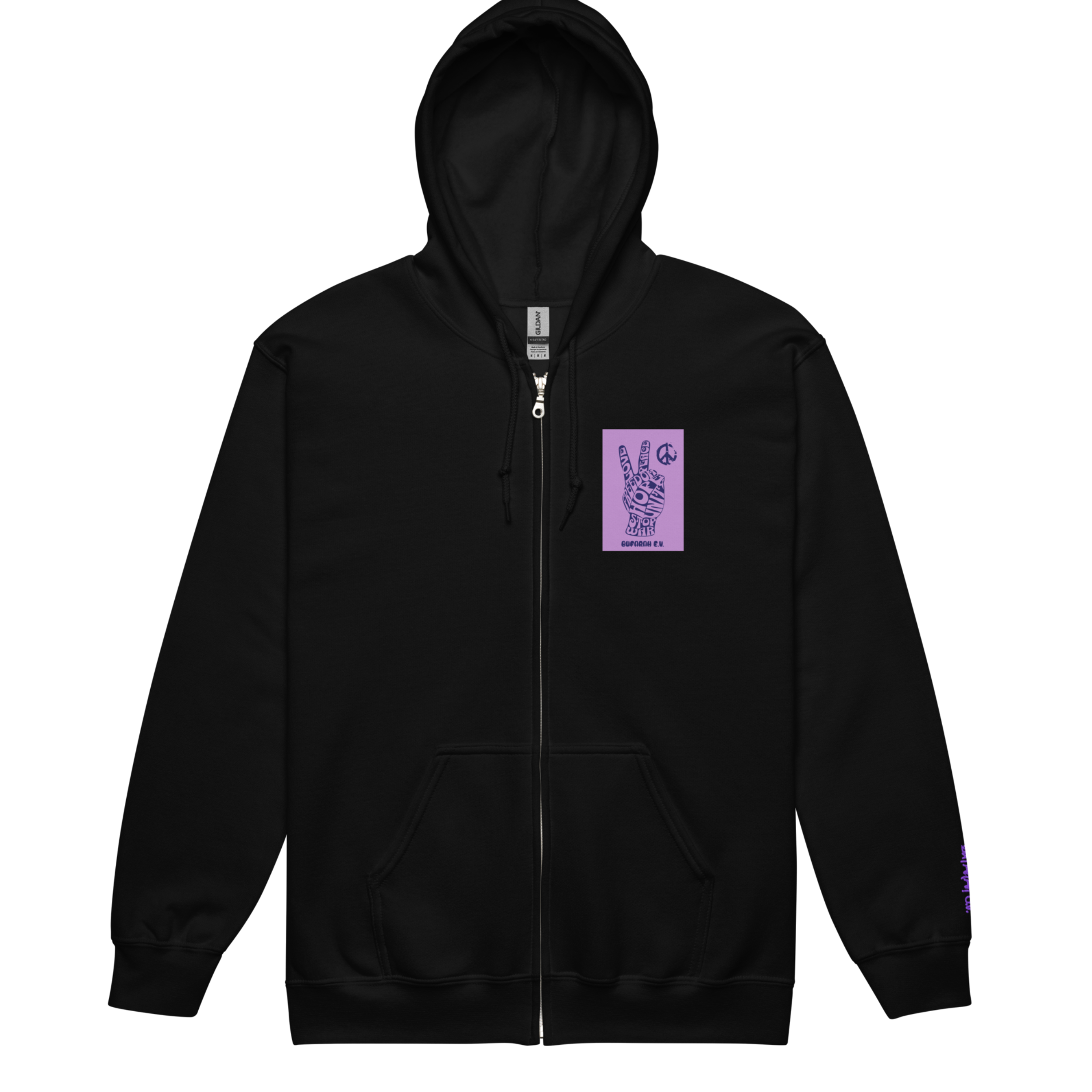 Schwarzer Unisex Zip Hoodie mit Gioia Design - Vorderansicht