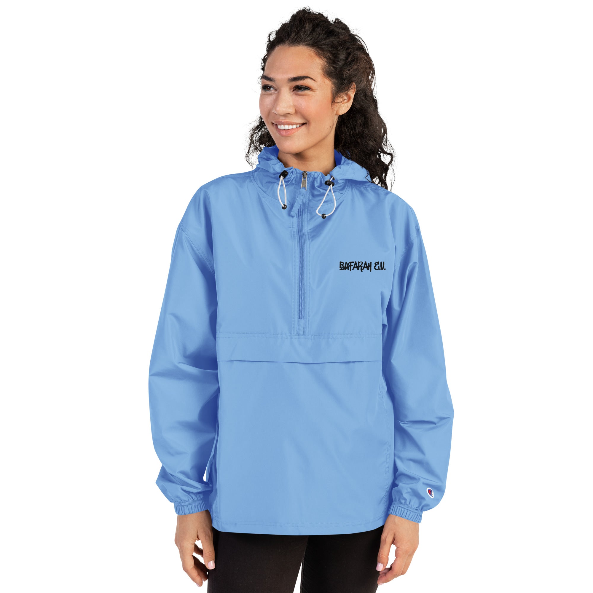 Hellblaue bestickte Champion-Jacke Colorz - Vorderansicht