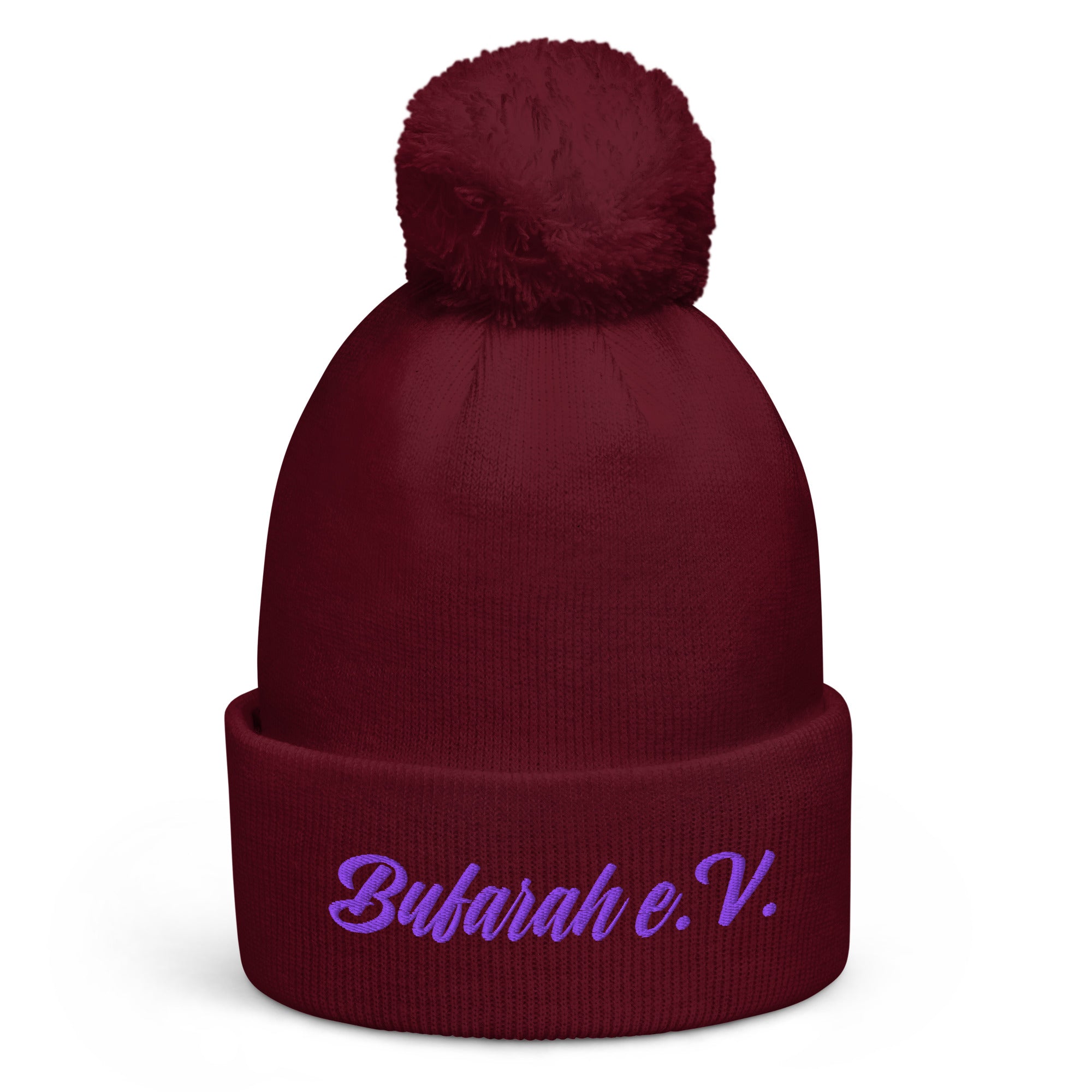 Burgundy Bommel-Beanie - Vorderansicht Produktmockup
