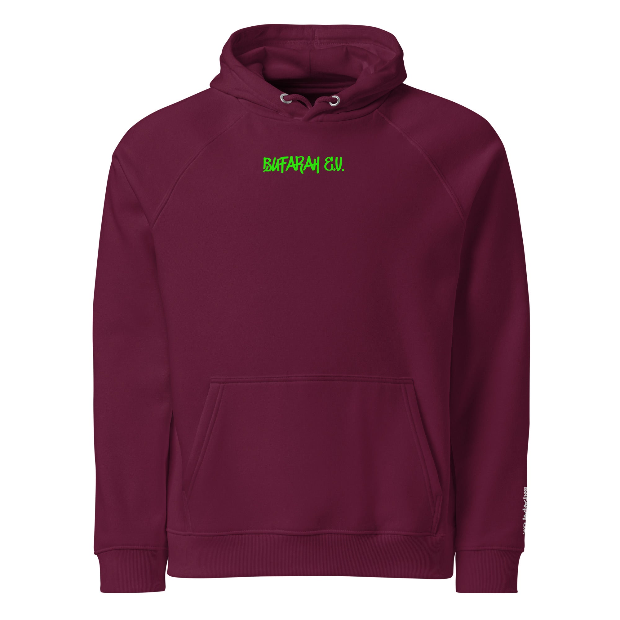 Burgundy Bio-Raglan-Hoodie - Vorderansicht Produktmockup
