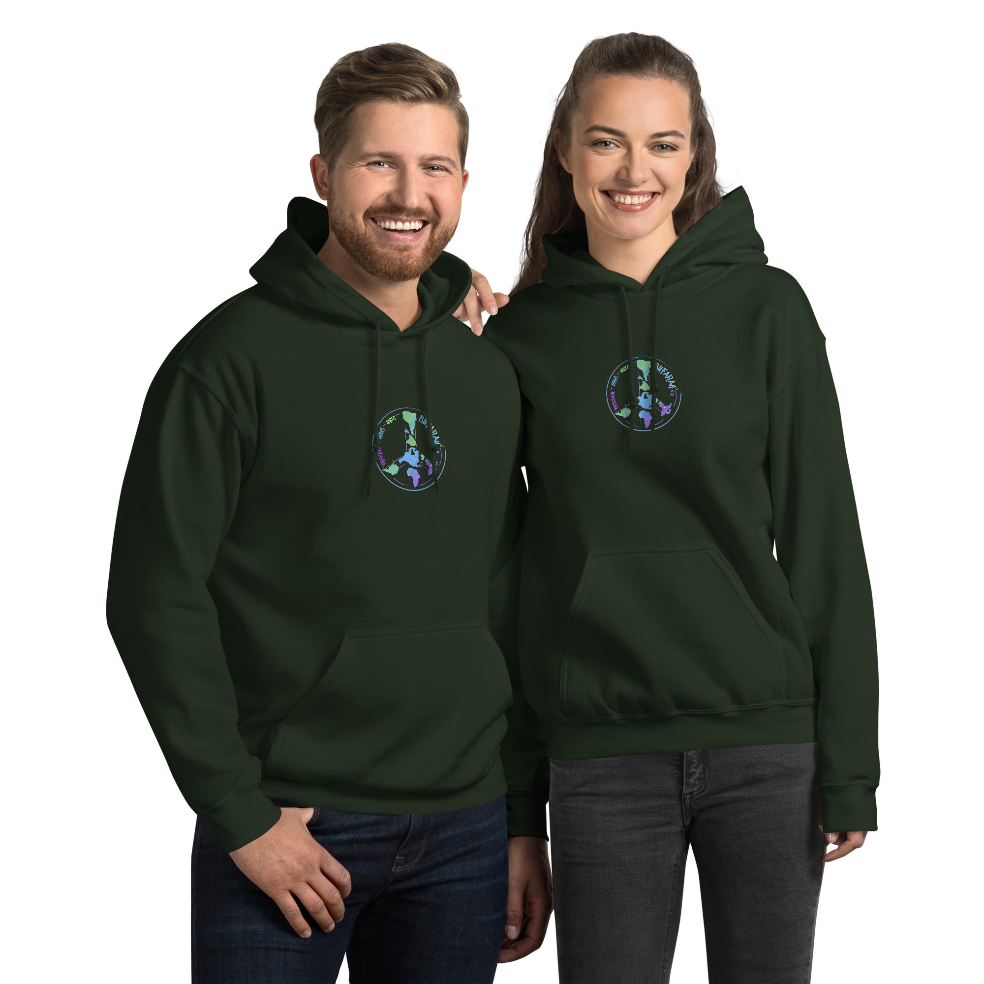 Waldgrüner Unisex-Kapuzenpullover Essentialz - Vorderansicht