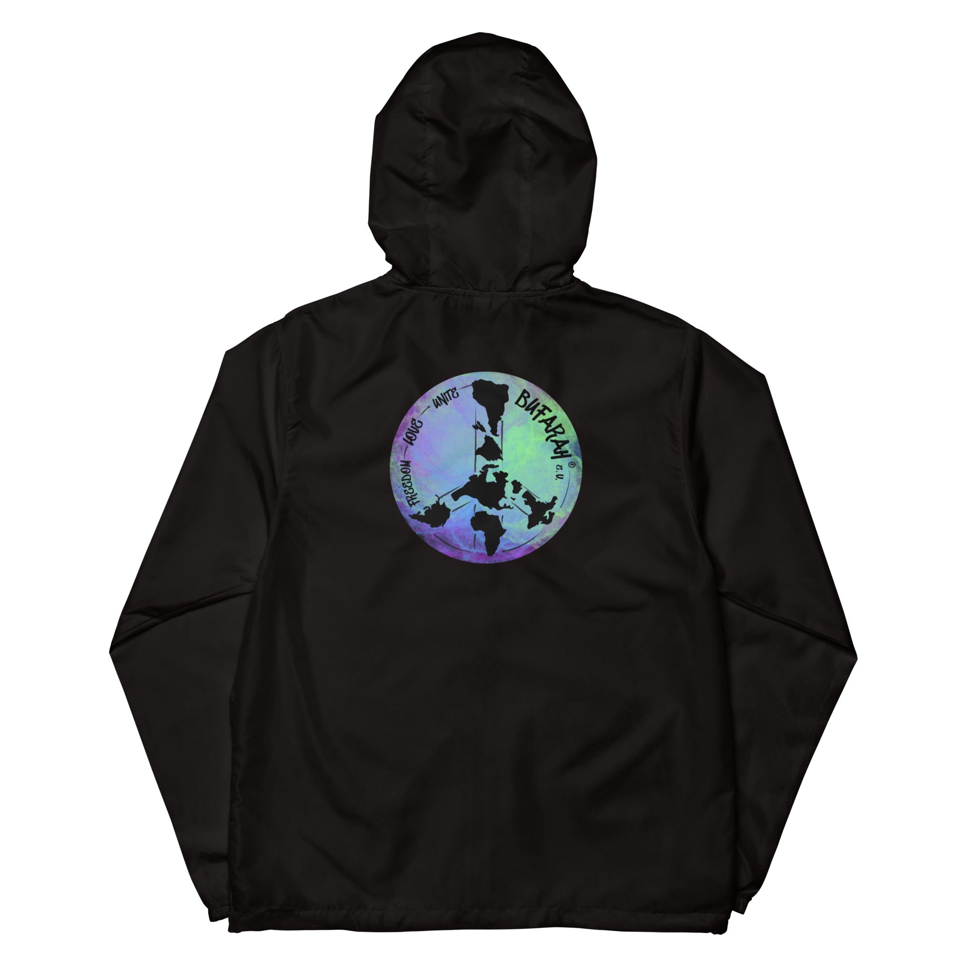 Schwarzer Windbreaker - Rückansicht Produktmockup
