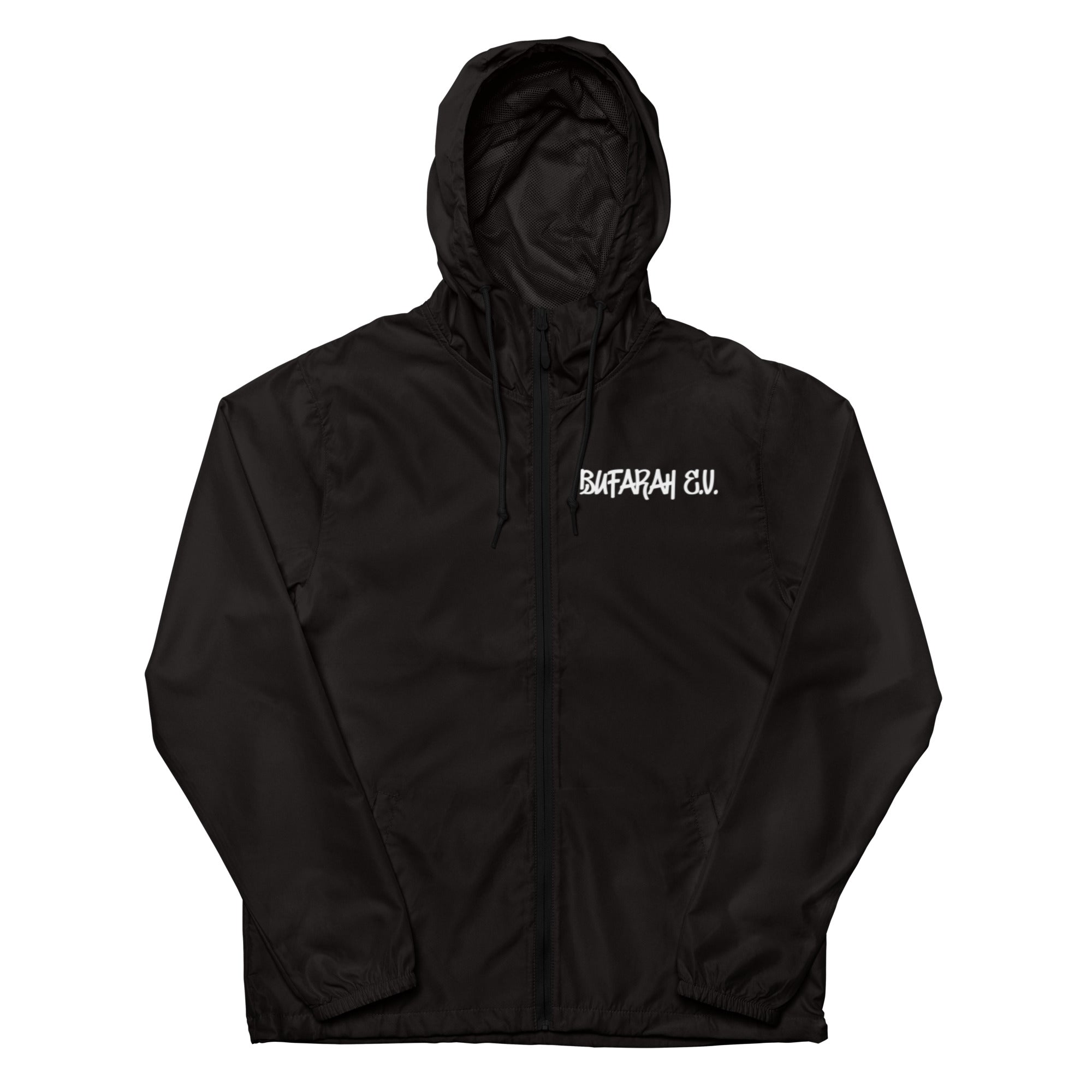 Schwarzer Windbreaker - Vorderansicht Produktmockup
