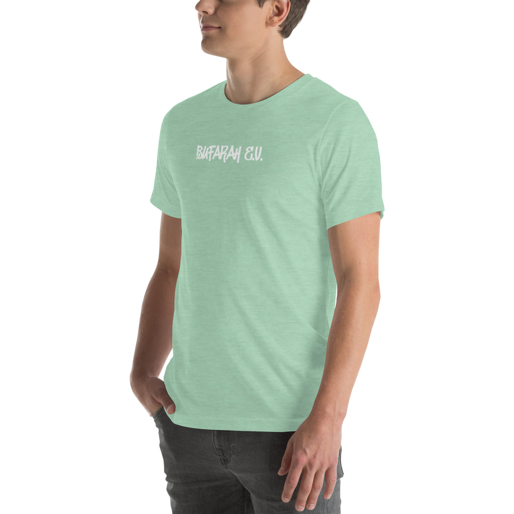 Heather Prism Mint Unisex-T-Shirt - Linke Vorderansicht Produktmockup
