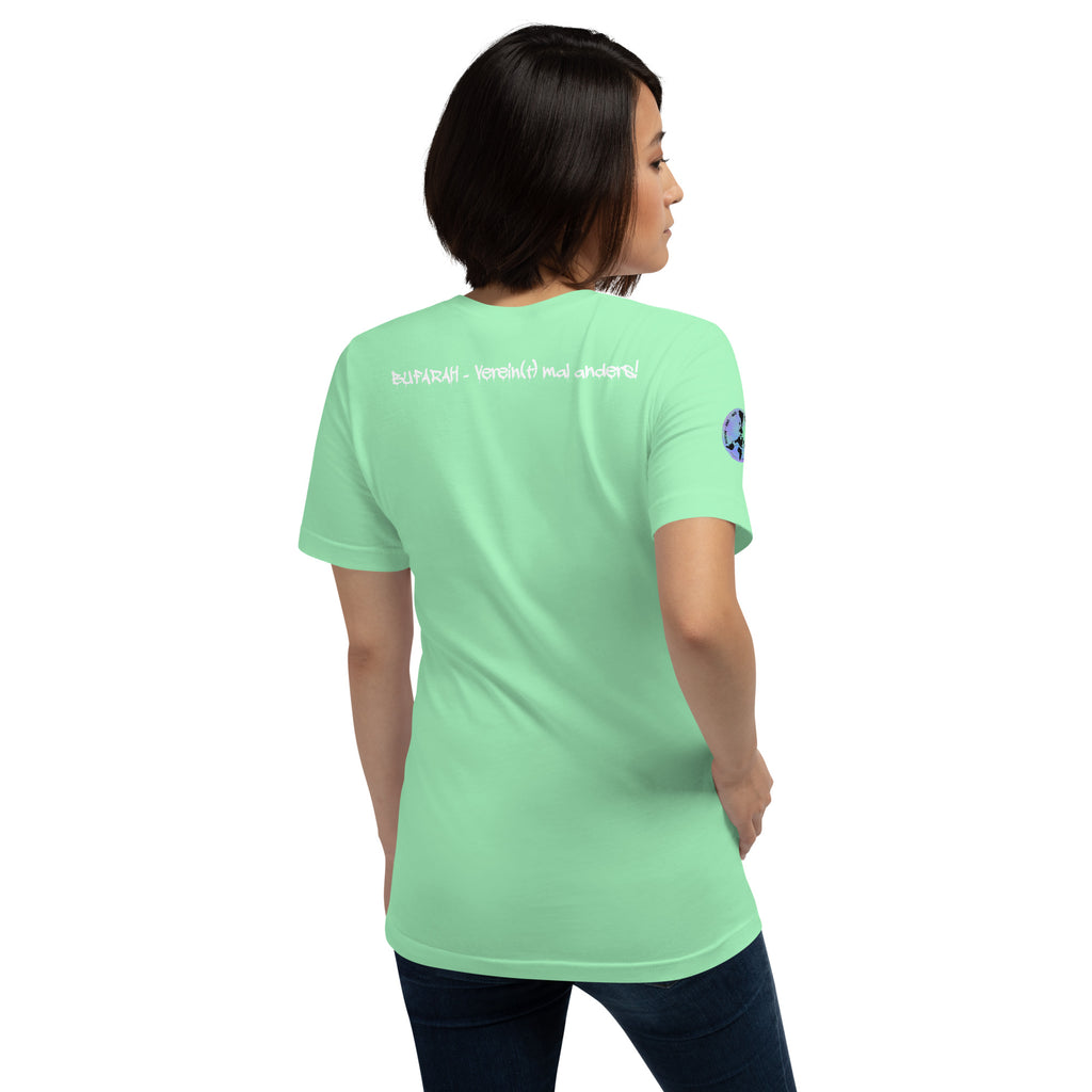 Mint Unisex-T-Shirt - Rückansicht Produktmockup
