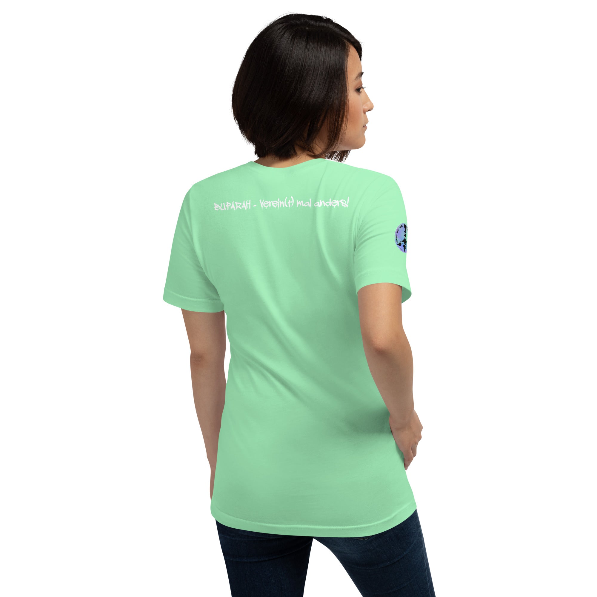 Mint Unisex-T-Shirt - Rückansicht Produktmockup
