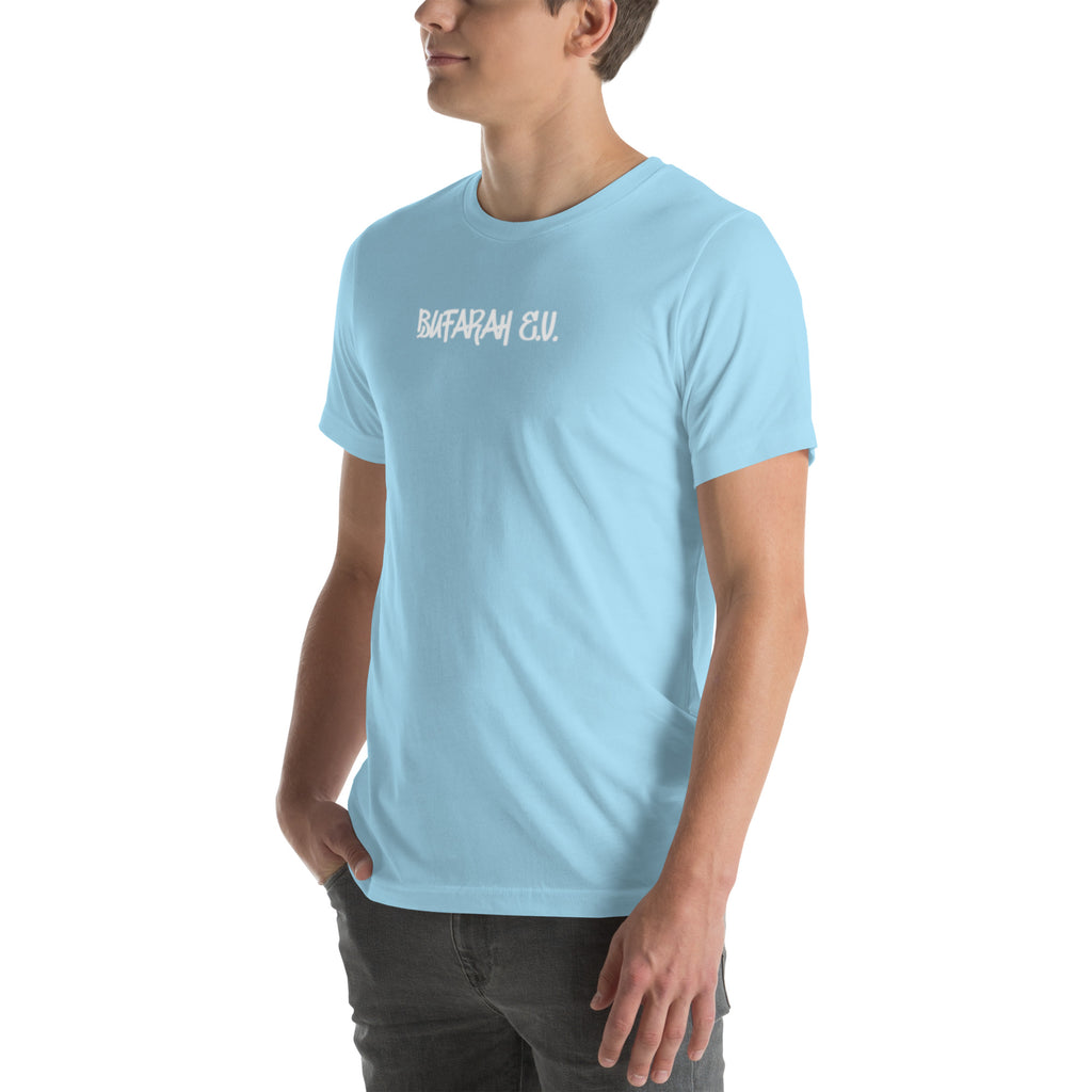 Ocean Blue Unisex-T-Shirt - Linke Vorderansicht Produktmockup

