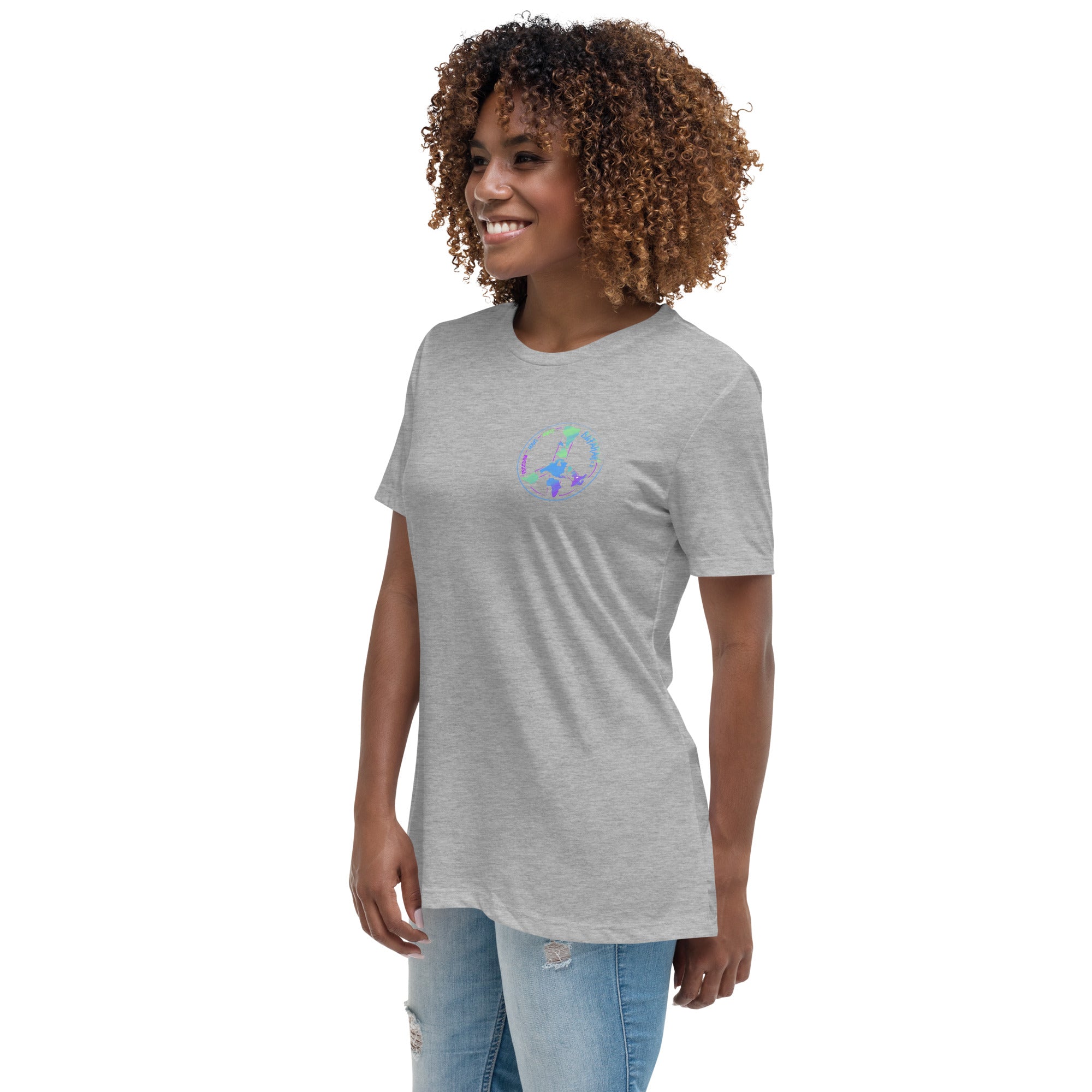 Athletic Heather lockeres Damen-T-Shirt - Linke Vorderansicht Produktmockup