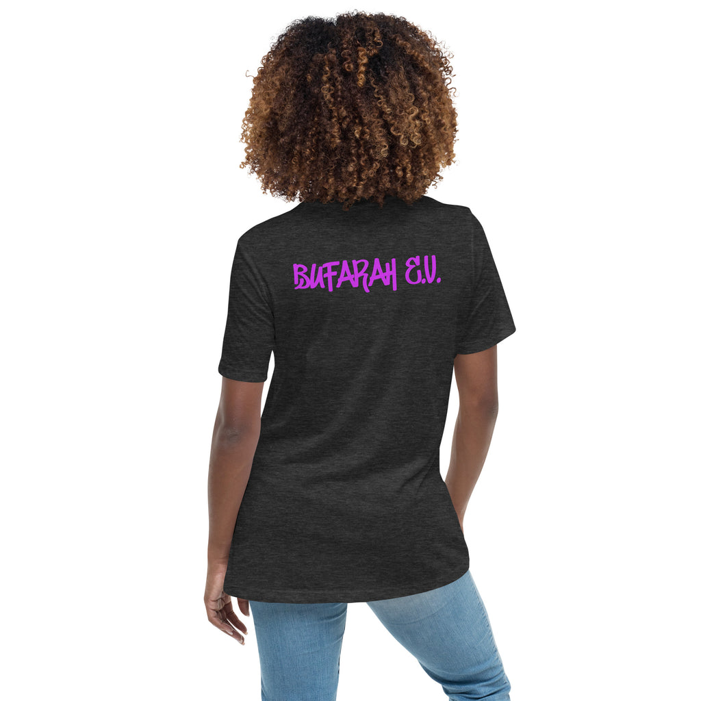 Dark Grey Heather lockeres Damen-T-Shirt - Rückansicht Produktmockup