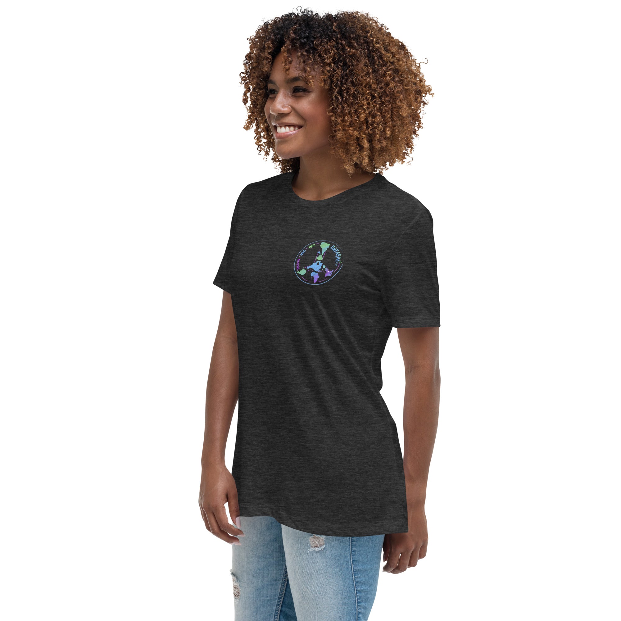 Dark Grey Heather lockeres Damen-T-Shirt - Linke Vorderansicht Produktmockup