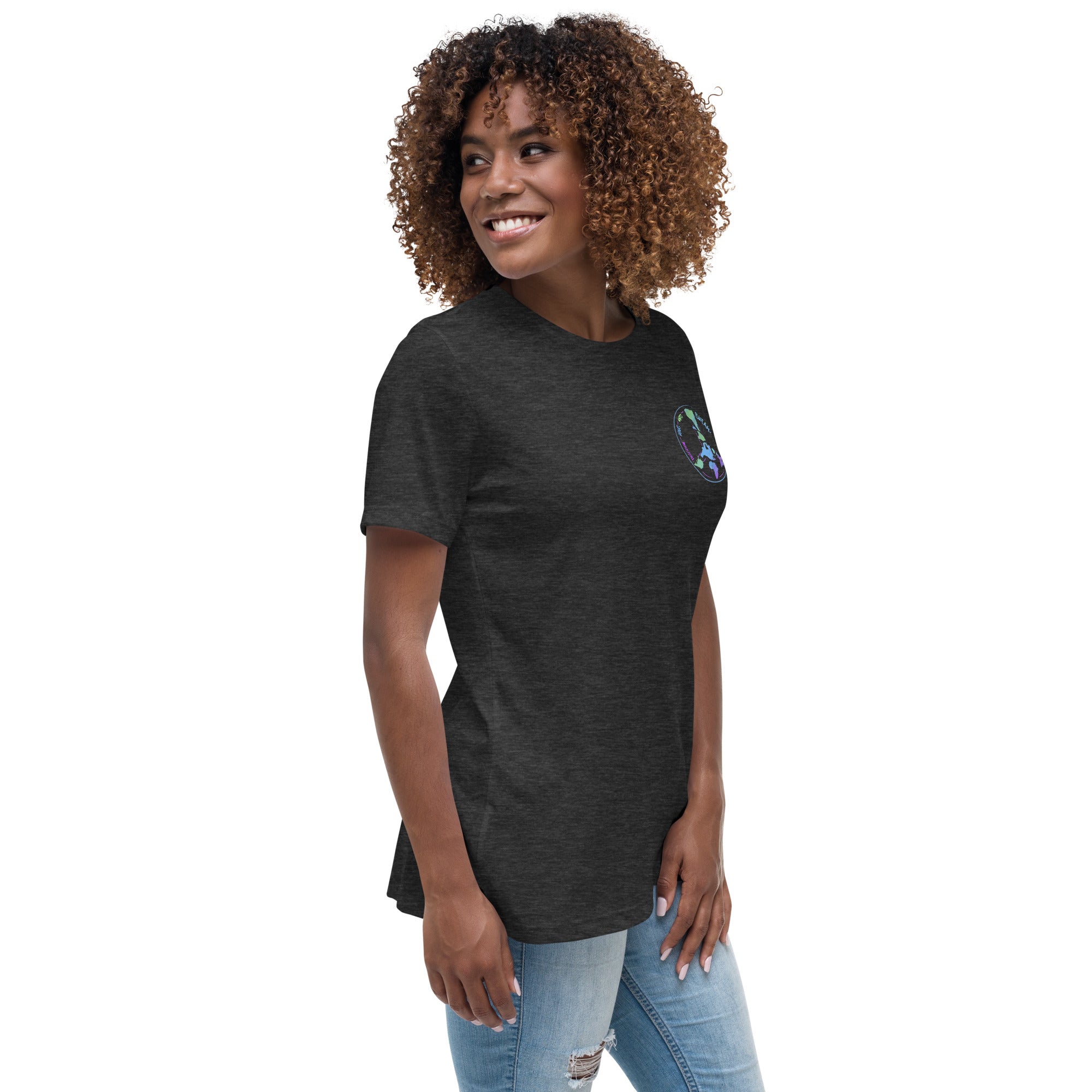 Dark Grey Heather lockeres Damen-T-Shirt - Rechte Vorderansicht Produktmockup