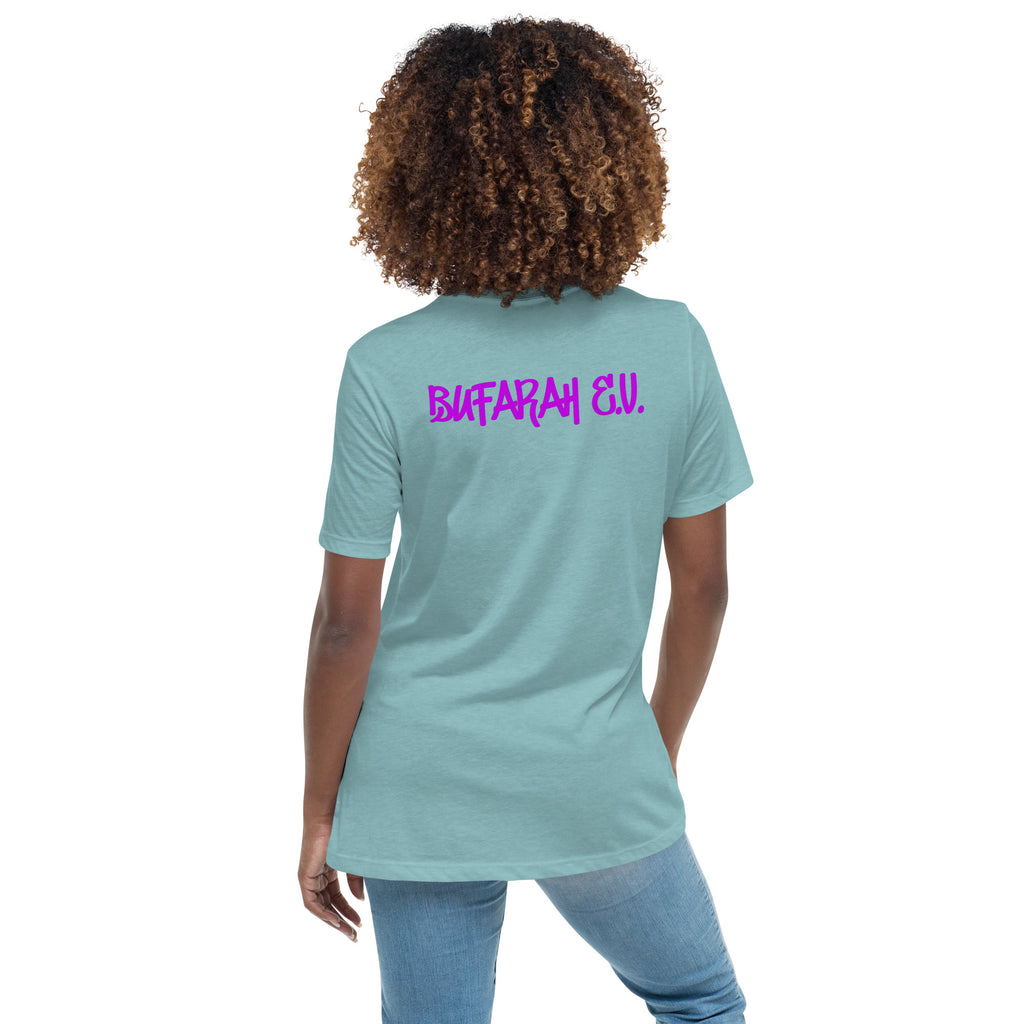 Heather Blue Lagoon lockeres Damen-T-Shirt - Rückansicht Produktmockup