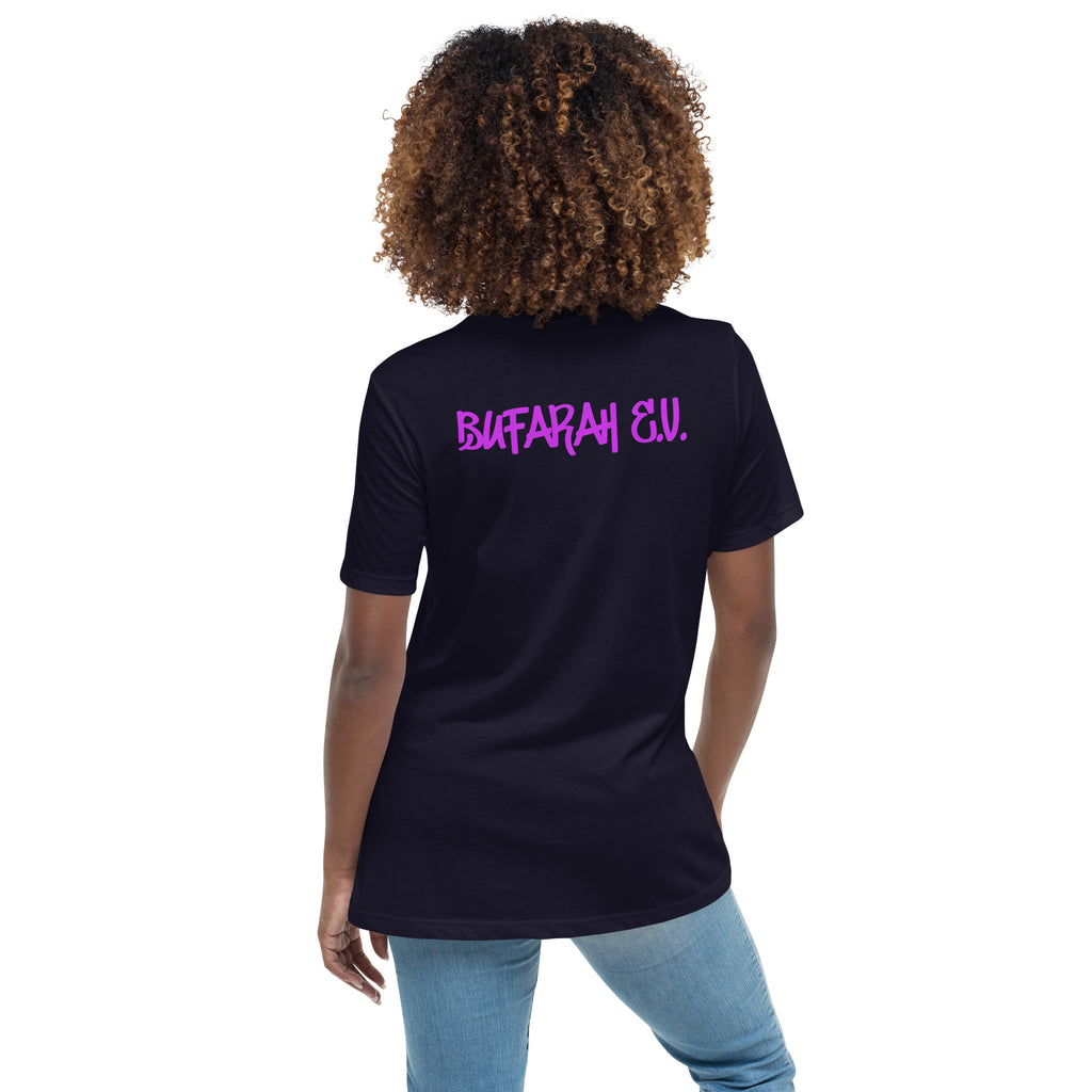 Navy lockeres Damen-T-Shirt - Rückansicht Produktmockup