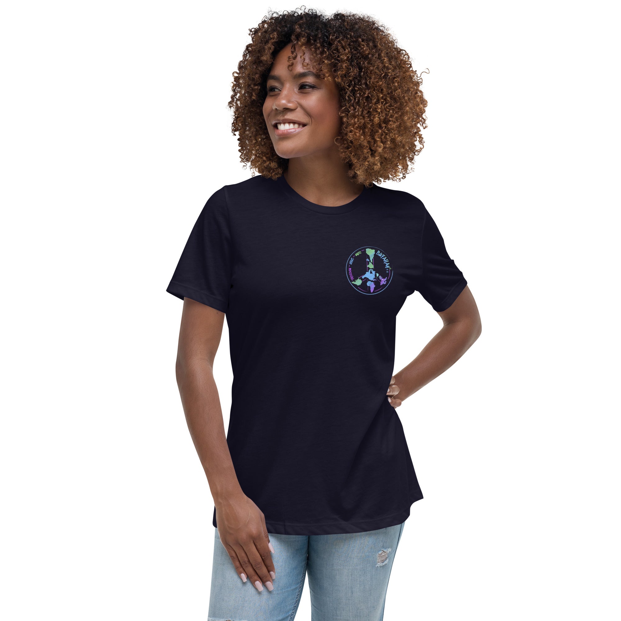 Navy lockeres Damen-T-Shirt - Vorderansicht Produktmockup